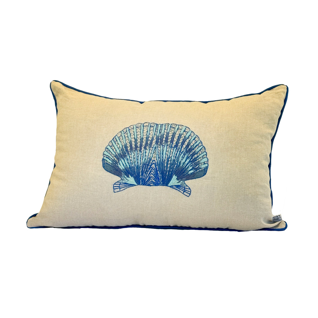 Coussin brodé Shell rectangulaire